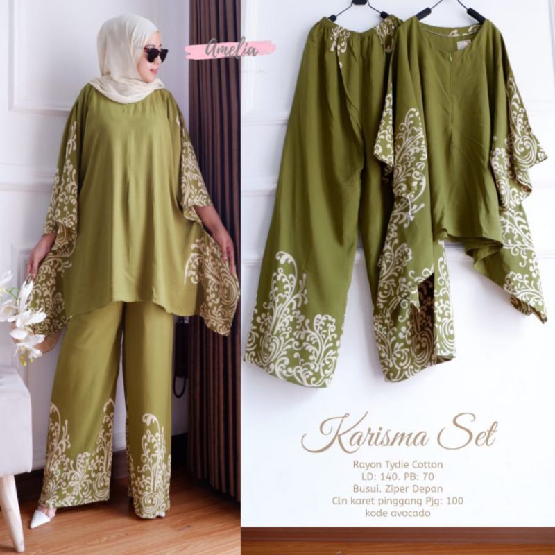 Arimbi Set Batik Cap - SETELAN WAKA - ONE SET OUTER Matt Rayon Viscose