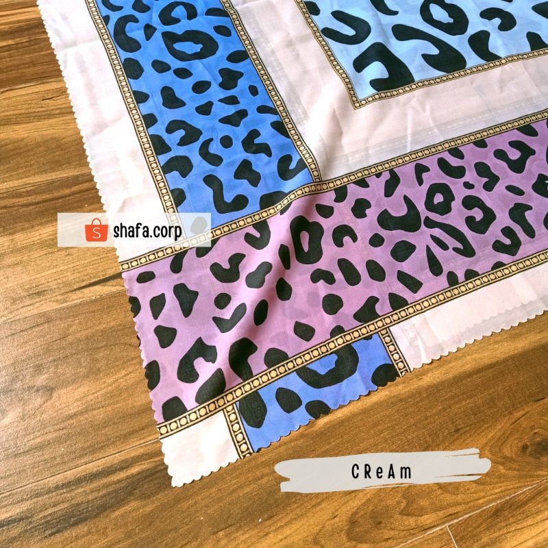 KERUDUNG SEGI EMPAT VOAL MIX POLY COLORFUL LEOPARD