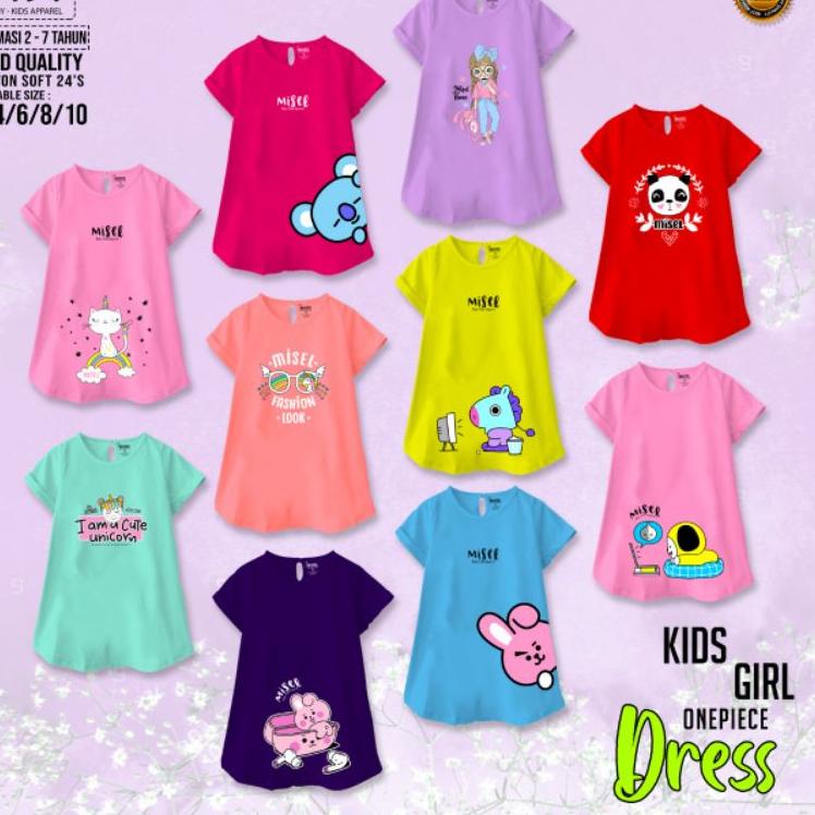 AQ.25Au22ј ‑ DRESS ANAK MISEL, TUNIK KAOS ANAK PEREMPUAN. 1-8 Tahun) Baju Dress Kaos Anak Perempuan 