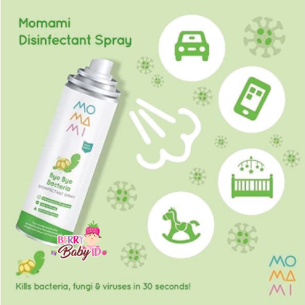 Momami Bye Bye Bacteria Disinfectant Spray Disinfektan Anti Virus 50ml Berry Mart