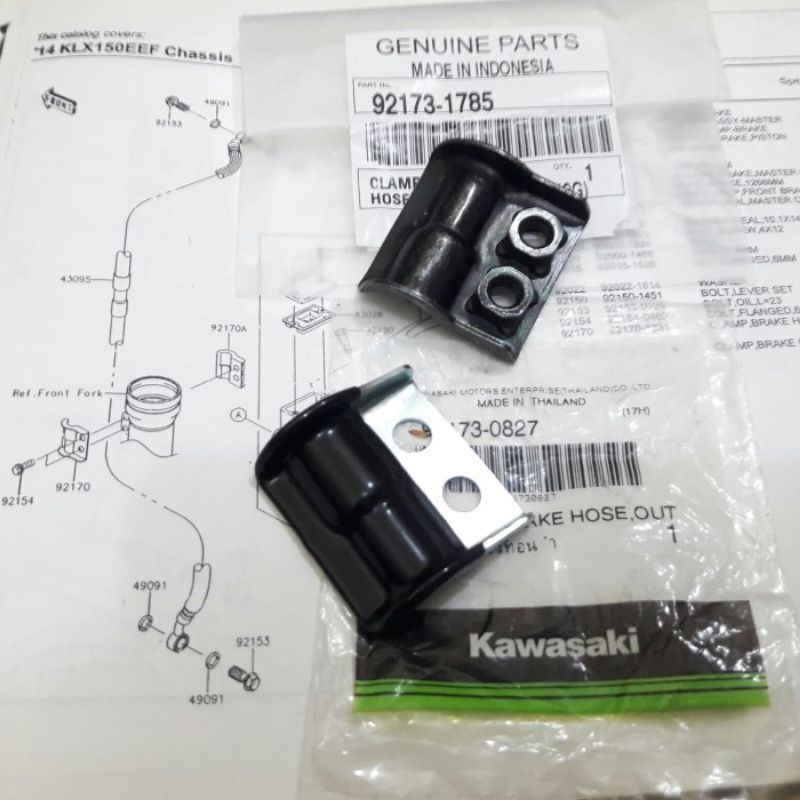 Breket Selang Rem Depan KLX 150 Dtracker Original Kawasaki