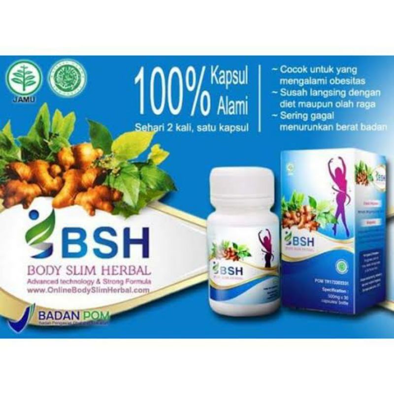 BODY SLIM HERBAL (BSH) BPOM ORIGINAL ADA KODE TRACKING KEASLIAN  - MINUMAN PELANGSING BADAN