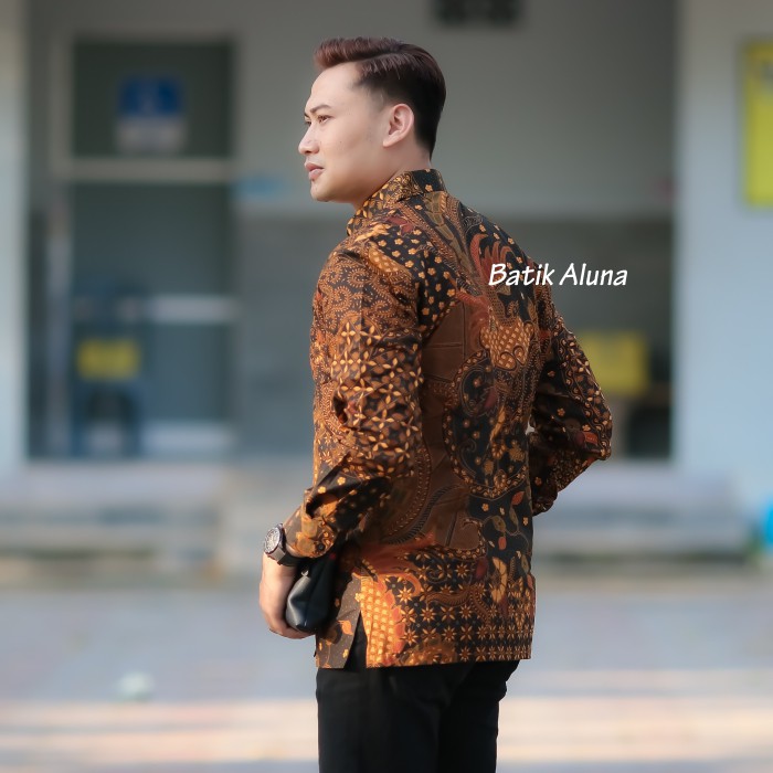 Batik Pria Lengan Panjang Modern Premium Baju Batik Pria Lengan Panjang Modern Limited Edition Original Kemeja Batik Pria lengan Panjang Premium Full Furing Jumbo Reguler Solo Fashion Batik Aluna