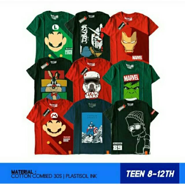 Kaos Anak Tanggung 8 - 12 Tahun Superhero