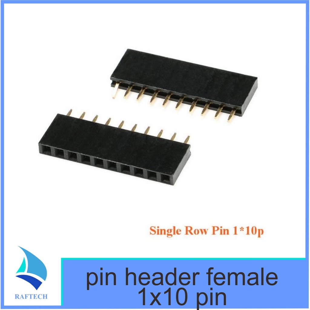 1x10 pin Color  Copper PCB Female Pin Header (2.54mm) Hitam 10p