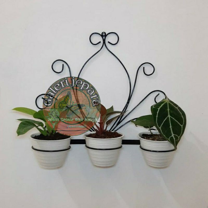 Gantungan Bunga dinding  unik 3 pot