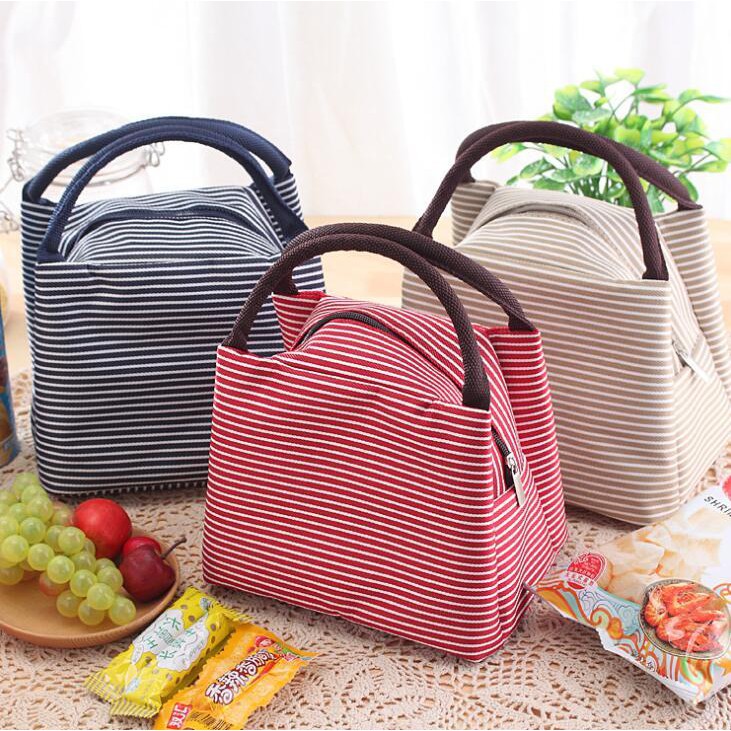 Tas Cooler Bag Motif Salur Tahan Panas Dan Dingin Lunch Bag