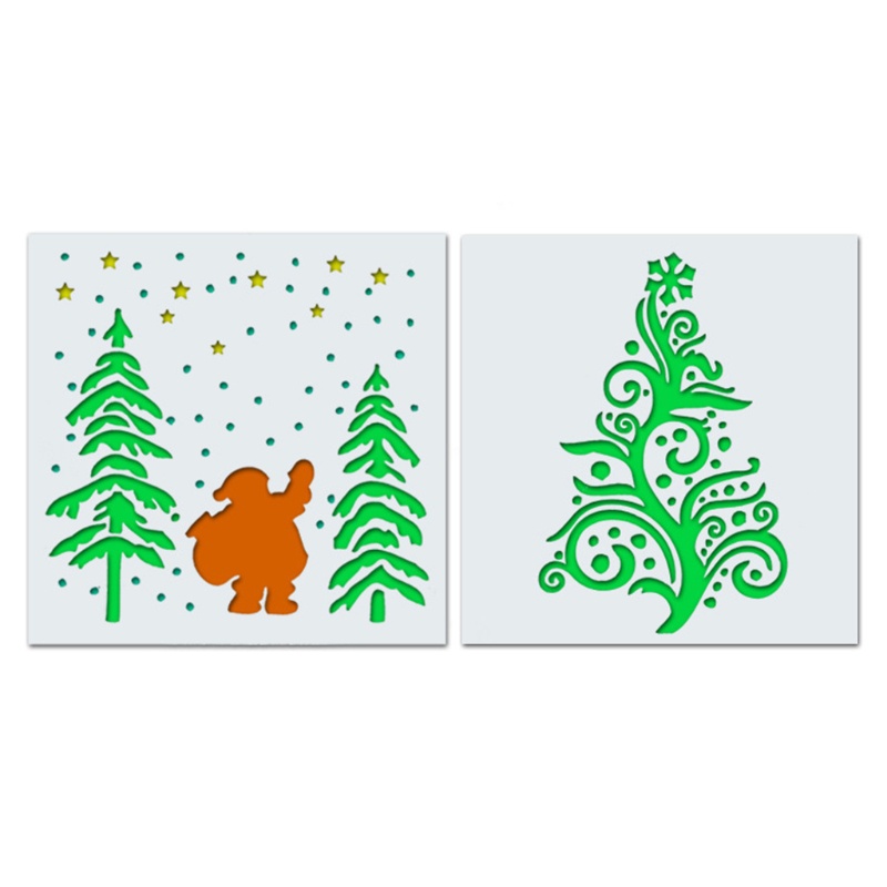 Zzz 2Pcs / Set Cetakan Stensil Motif Natal Reusable Untuk Dekorasi Rumah / Hadiah Anak DIY