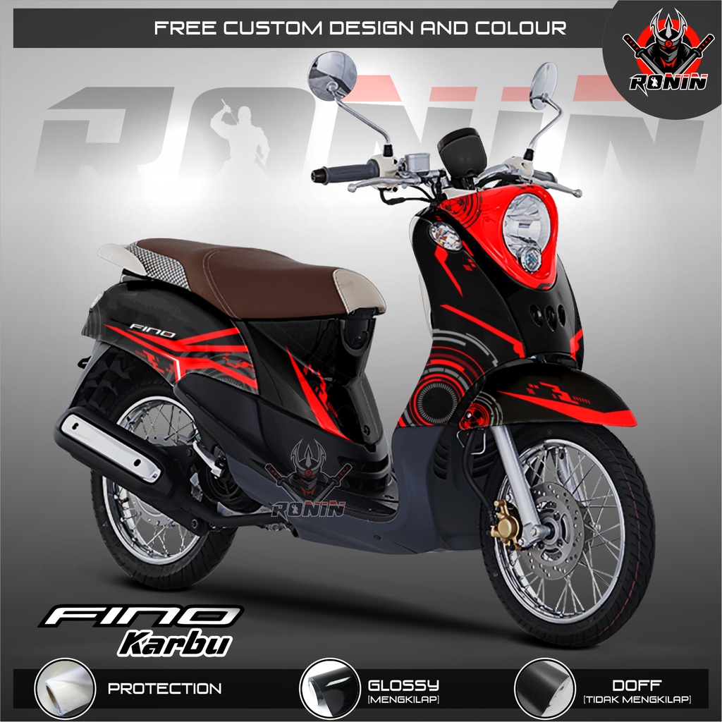 Sticker Decal Full Body Fino Karbu Fino Lama Motif Techno Red