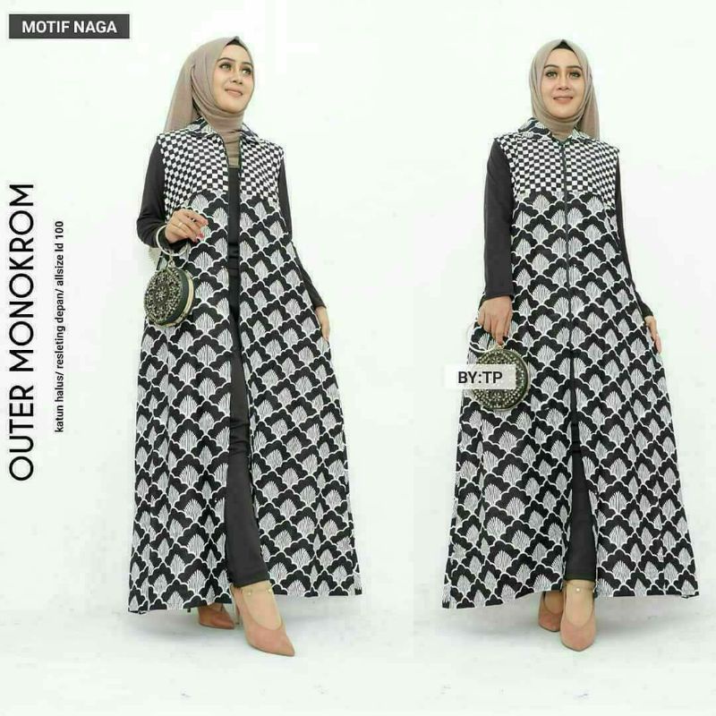 Outer batik / outer monocrom / cardingan / longcardiputih