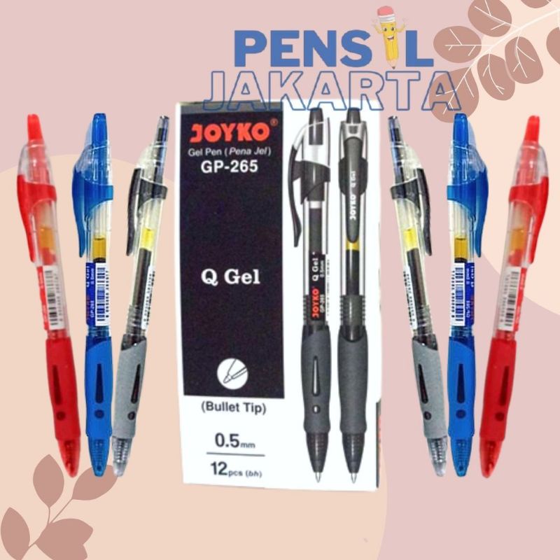 

Pulpen Gel Pen JOYKO GP265 Q-Gel Pulpen Cetek Hitam Biru Merah 0.5mm [ECER]