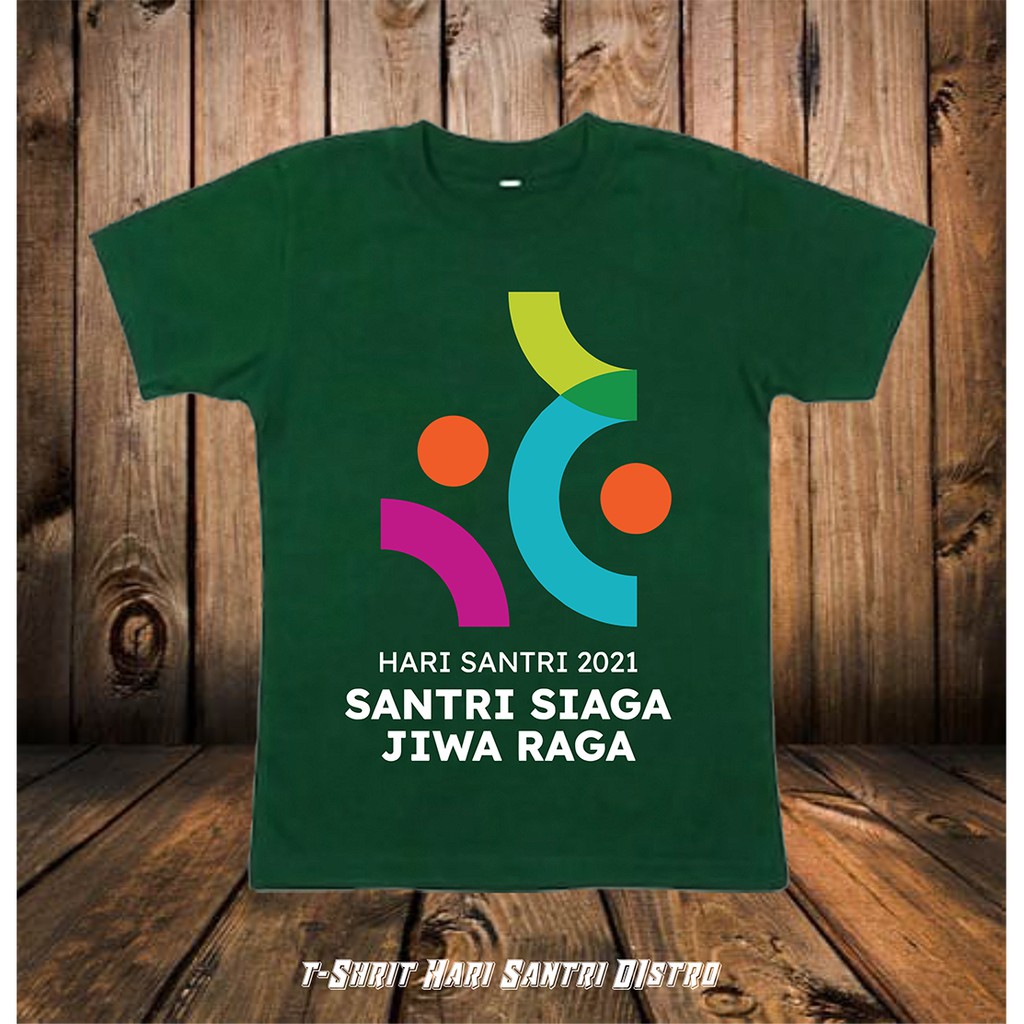 Kaos Hari Santri 2021 Logo Resmi (KEMENAG dan NU)-Kaos Hijau