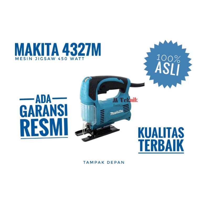 Mesin Jigsaw listrik Makita 4327M gergaji kayu potong ukir papan jig saw 4327