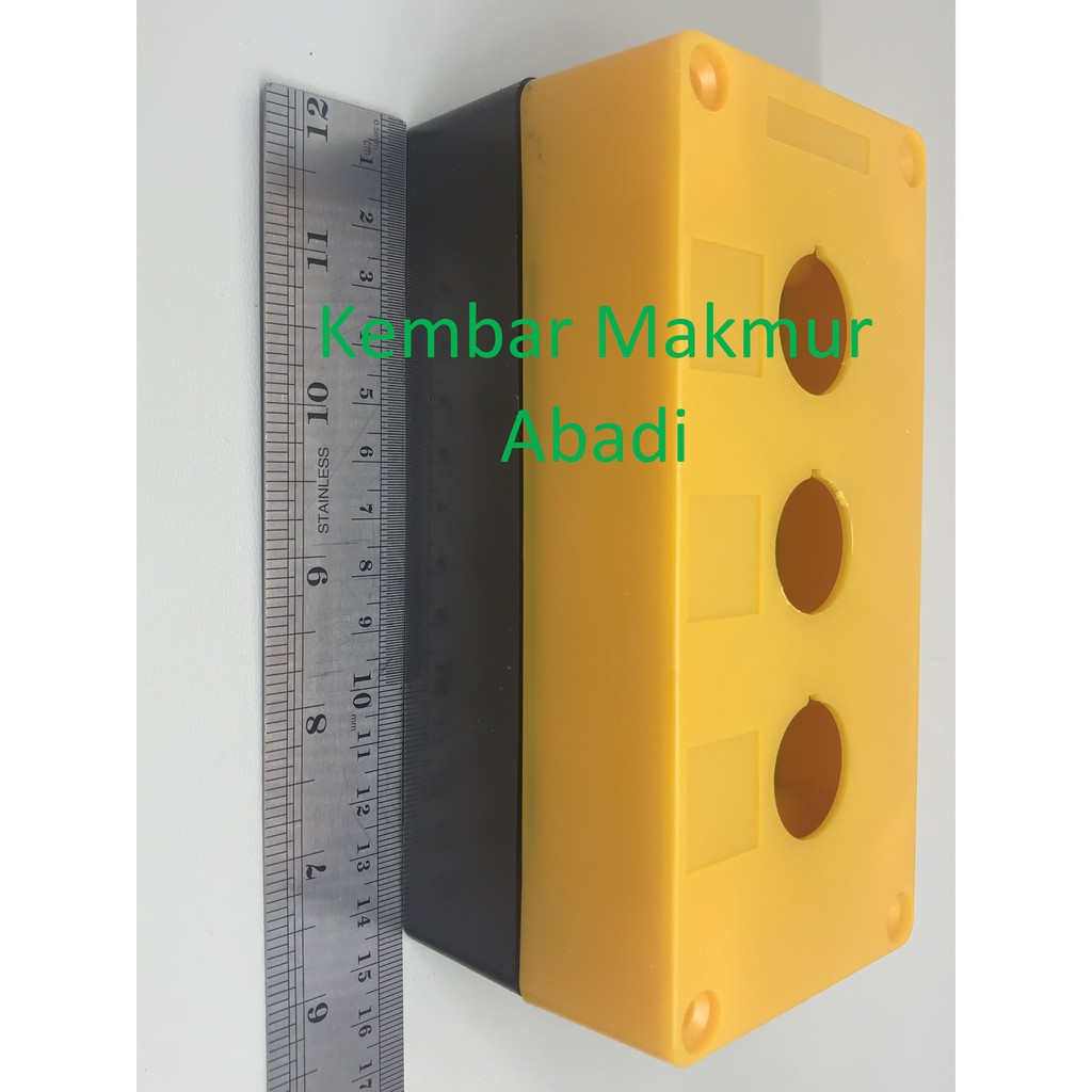 Control Box Push Button 22mm 3 Lubang Putih-Kuning / Kontrol Box 3Lubang / Push Button 3 Hole