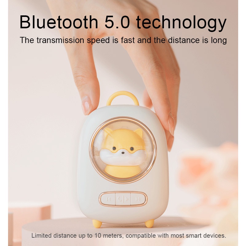 CORN Cute Wireless Speaker Bluetooth 5.0 Portable Mini Super Bass Speaker Handsfree IPX6 Waterproof Built-in Microphone LED Light