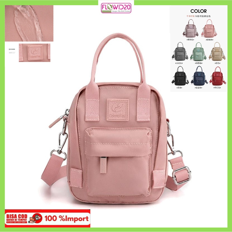 COLORFUL FOX 101 tas selempang wanita import Sling bag wanita bahan nilon parasut