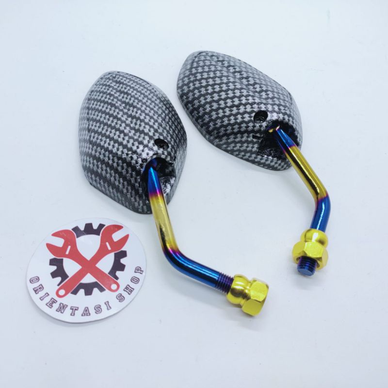 Spion beat mini carbon tangkai twotone Universal Honda vario beat scoopy genio supra dll