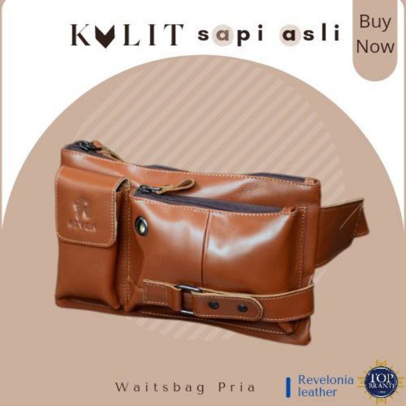 waitsbag pria kulit asli REVEN tas selempang pria kulit asli Tas kulit pria