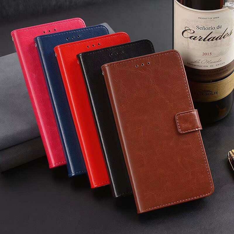 Flip Cover Realme C1 C2 C3 C11 C12 C15 C17 C20 C21 C21Y C25 C31 C35 Flip Polos Leather Case Dompet Magnetik