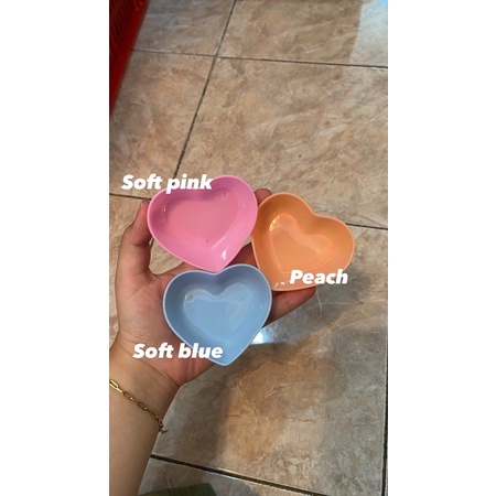 A96-A97 MANGKOK DAUN HATI LOVE mangkuk saus saos masker bubuk kecantikan aksesoris aksesories murah termurah plastik pelastik sayur makanan air kuah sop buah anak dapur ibu mama masak warna warni pastel biru pink ungu hijau kecil mini