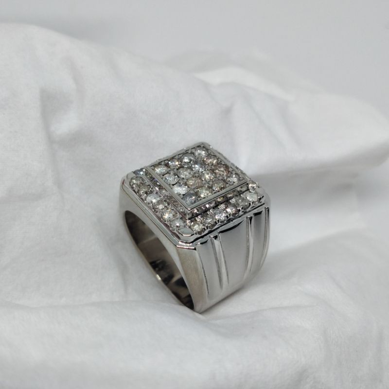 cincin perak pria full berlian eropa