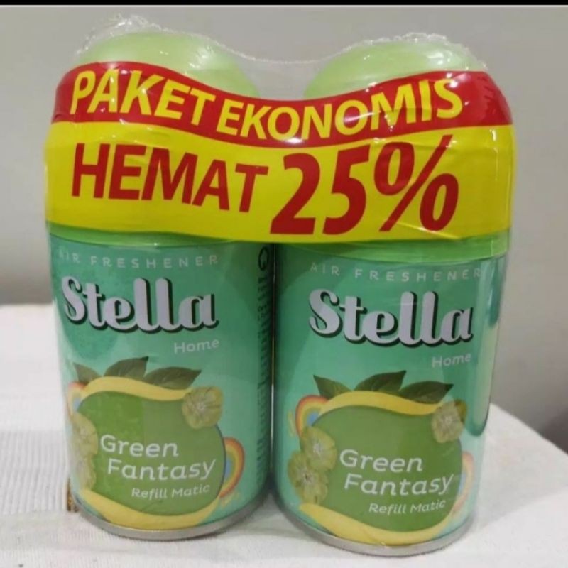 Stella Matic Refill 225 ml paket ekonomis (2x225ml) Pengharum Ruangan ( Green Fantasy )