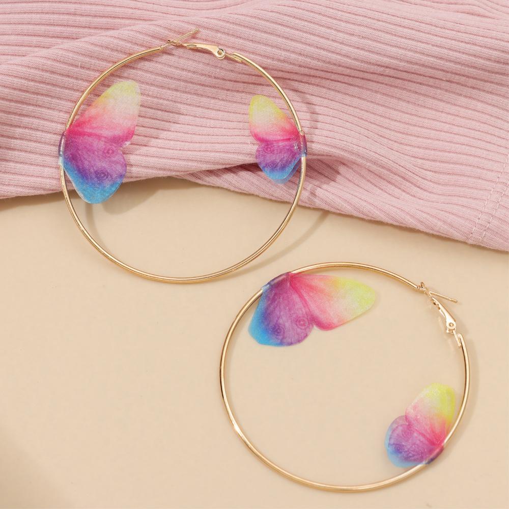 Lily Anting Kupu-Kupu Ganda Fashion Wanita Gadis Perhiasan Ear Hoop