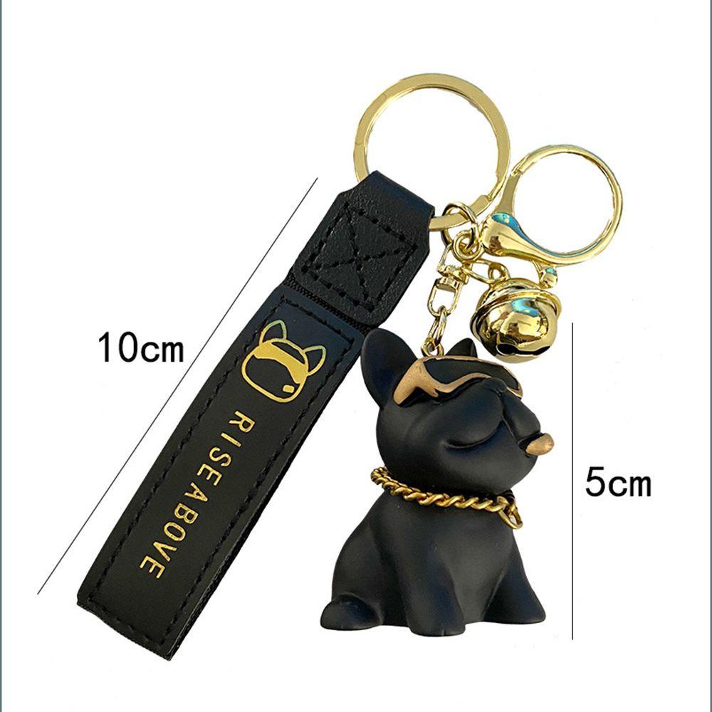 [Elegan] Buldog Anjing Gantungan Kunci Mobil Tergantung Fashion Keren Ornamen Pasangan Kacamata Perempuan Pria Kunci Gesper Key Lanyard