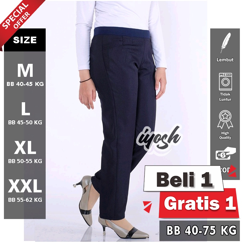 CELANA KERJA WANITA PINGGANG KARET M-5L BB 45 - 75 KG CELANA KANTOR WANITA HIGWAIST