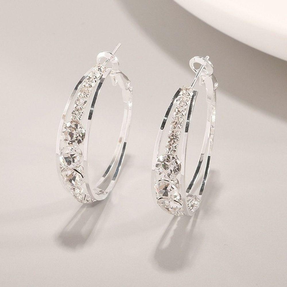 Nanas Berlian Imitasi Anting Hoop Trendi Wanita Gadis Hoop Stud Earrings
