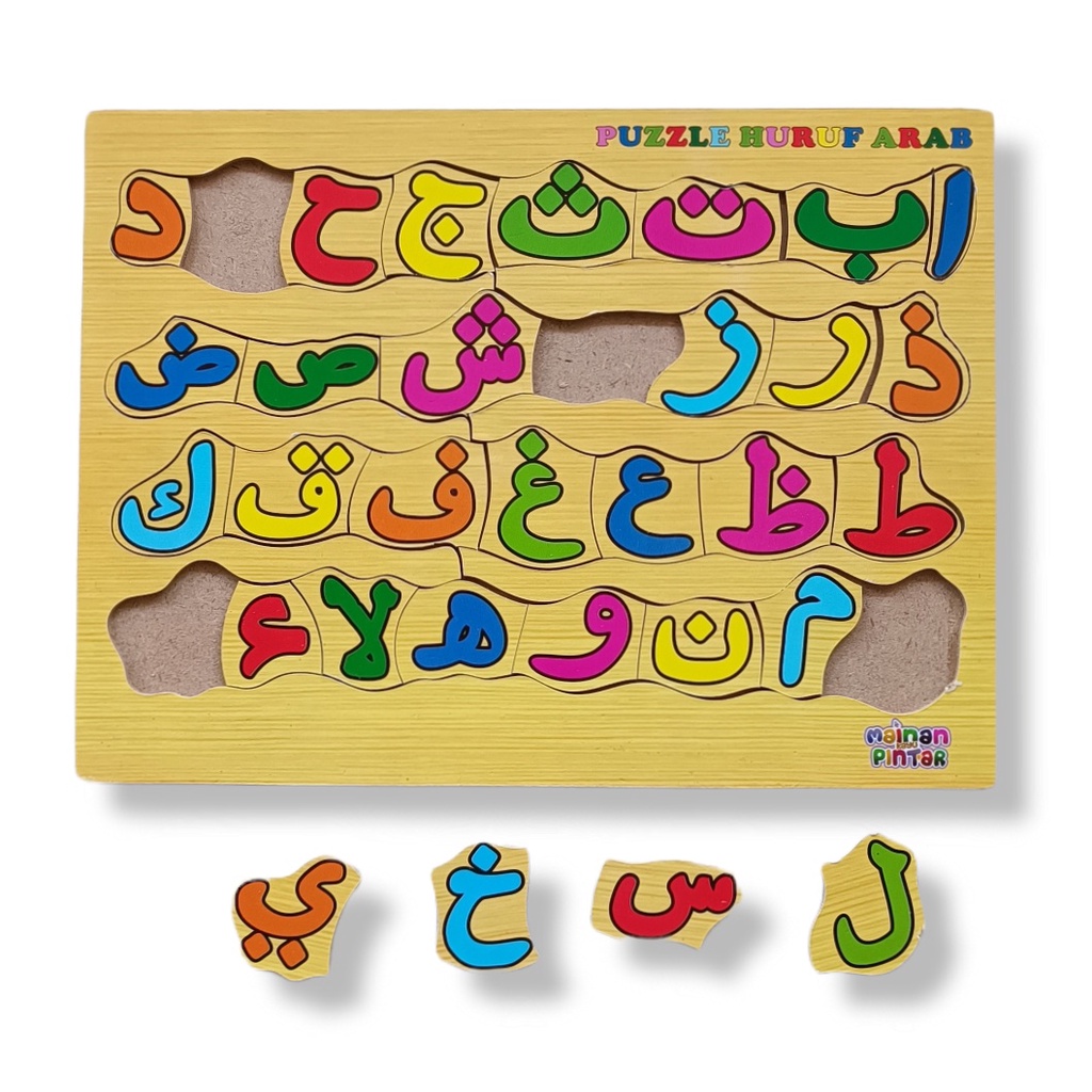 Puzzle Kayu Pengenalan Huruf Hijaiyah Huruf Alphabet Dan Angka - Mainan edukasi Anak - Rapid Toys