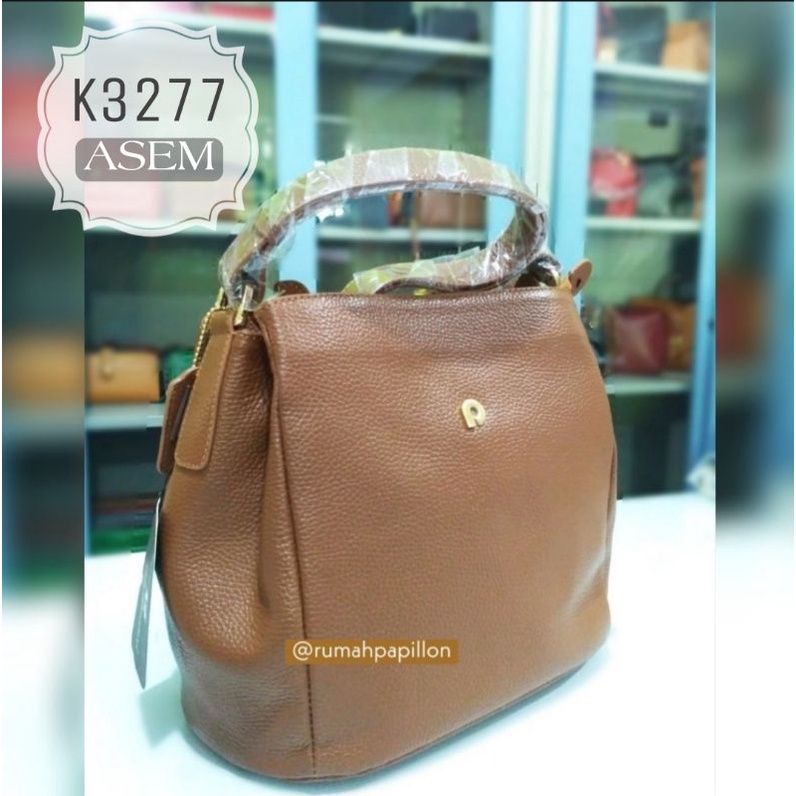 Tas Tote Bag Wanita Kulit Asli Merk Papillon Original / K3277 Asem