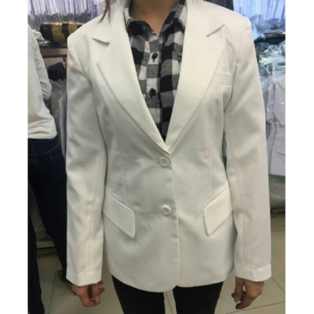 jas apoteker bahan bagus warna putih tulang /gading merk dua saudara