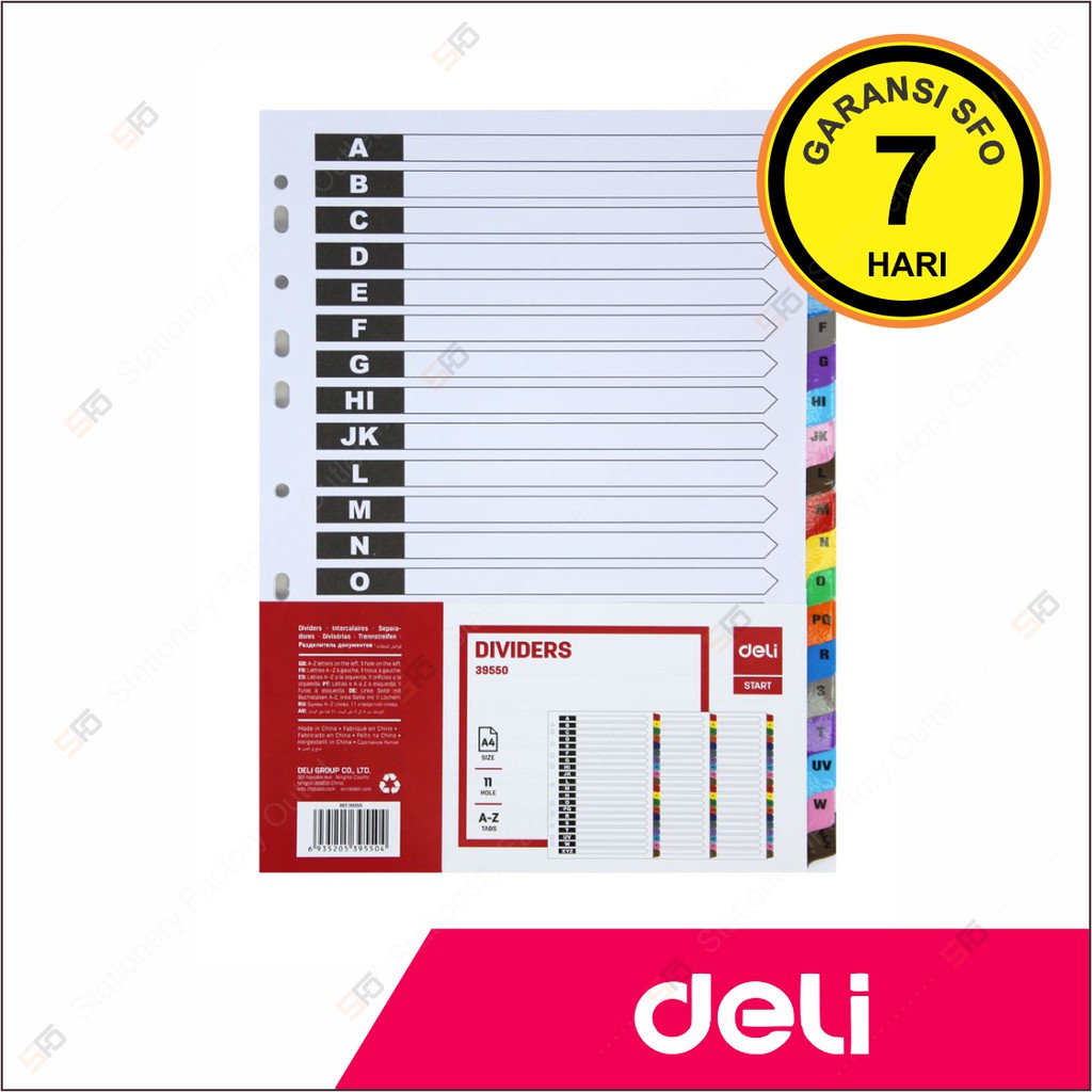 

File Dividers Deli A4 No.39550