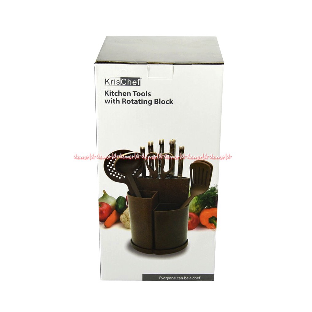 Krischef Knife Set Pisau Set Spatula Coklat Peralatan Sendok Masak