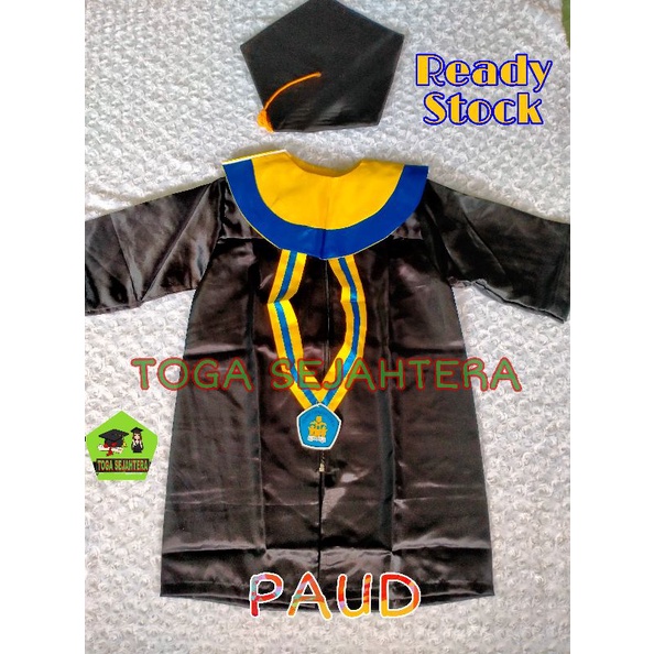 Baju Seragam Wisuda Anak PAUD,TK,SD &amp; SMP Kuning List Biru (K B)