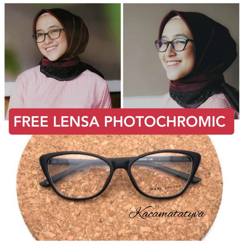 FRAME KACAMATA CAT EYE WANITA GRATIS LENSA PHOTOCROMIC | MINUS DAN PLUS ANTI RADIASI | KACAMATA 1906