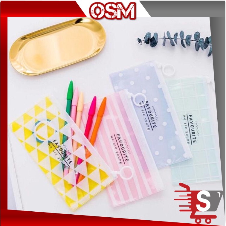 

OSM - S656 Tempat Pensil Zip Pastel Transparan / Organizer Bag / Tempat Alat Tulis / Stationary
