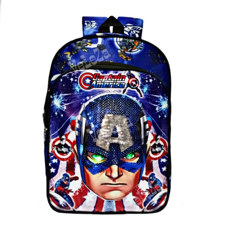 Tas Ransel Anak Sekolah PAUD TK Tas Ransel Anak Captain America led mata nyala