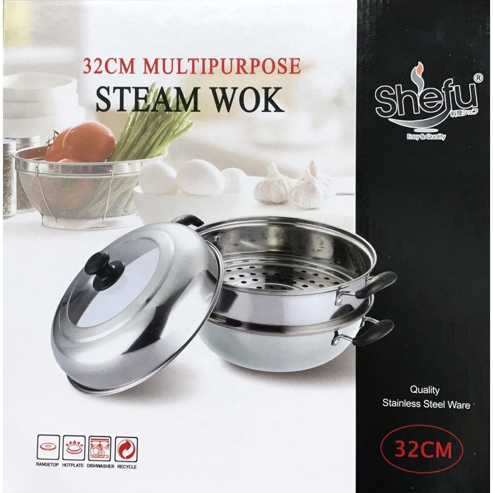 PANCI STEAMER / KUKUS SERBAGUNA SHEFU STEAM WOK 32cm MULTIPURPOSE