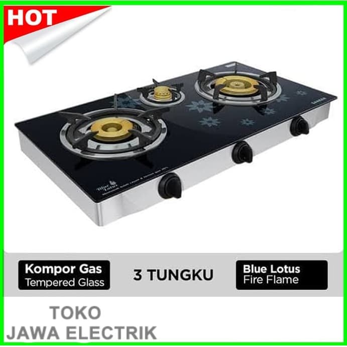 PROMO SANKEN SG-533FS KOMPOR GAS 3 TUNGKU TEMPERED GLASS KUALITAS PREMIUM