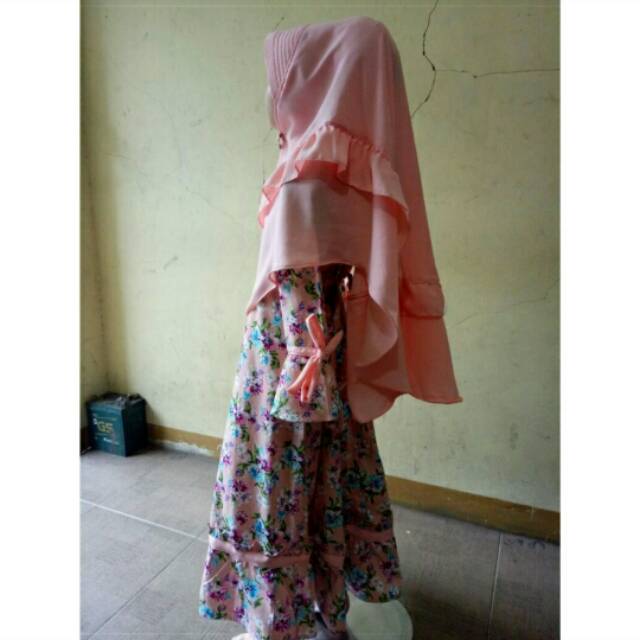 Gamis katjep anak, khimar diamond crepe, Bahan adem size 67891011