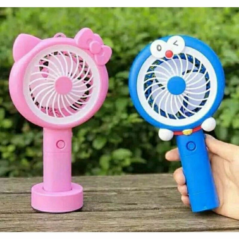 kipas angin KARAKTER LED standing mini fan character dengan lampu pake baterai rechargeable portable