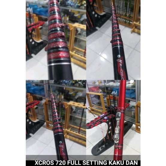 Joran Tegek 720 XCross Full Seting Ros Panjang Ringan Kaku Hard Action