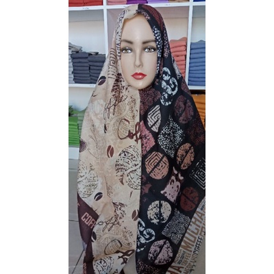 Hijab jumbo motif coffee