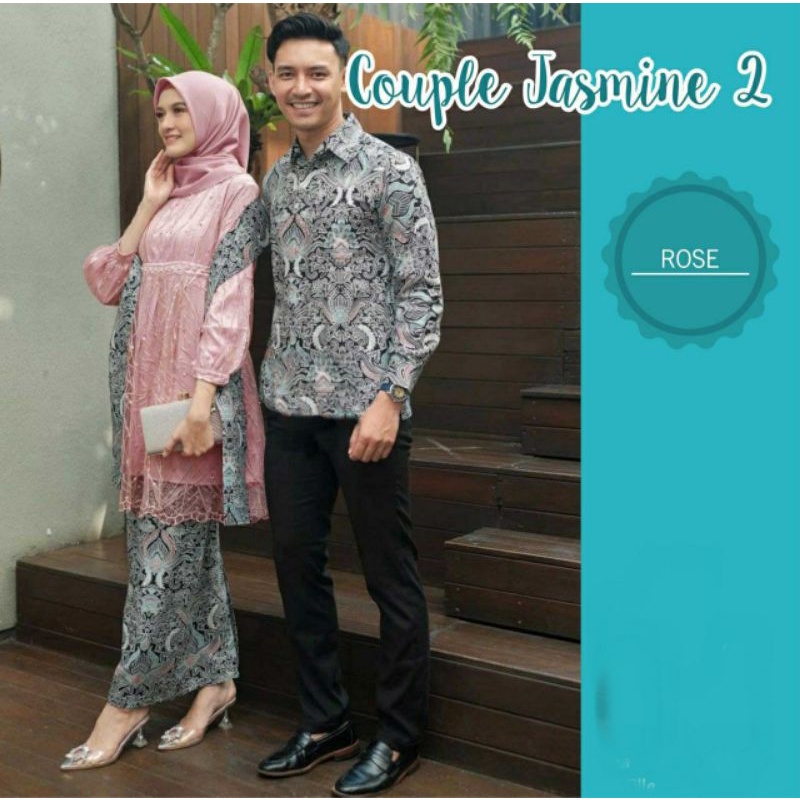 COUPLE JASMINE 2 SARIMBIT KEBAYA BATIK TUNIK WARNA DUSTY PINK ROSE TUNANGAN LAMARAN KONDANGAN PESTA