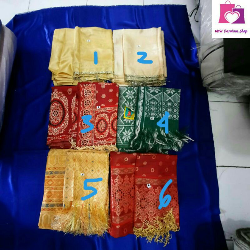 Set kain sarung kebaya senwos / songket + selendang rumbai 2in1 (1-6)