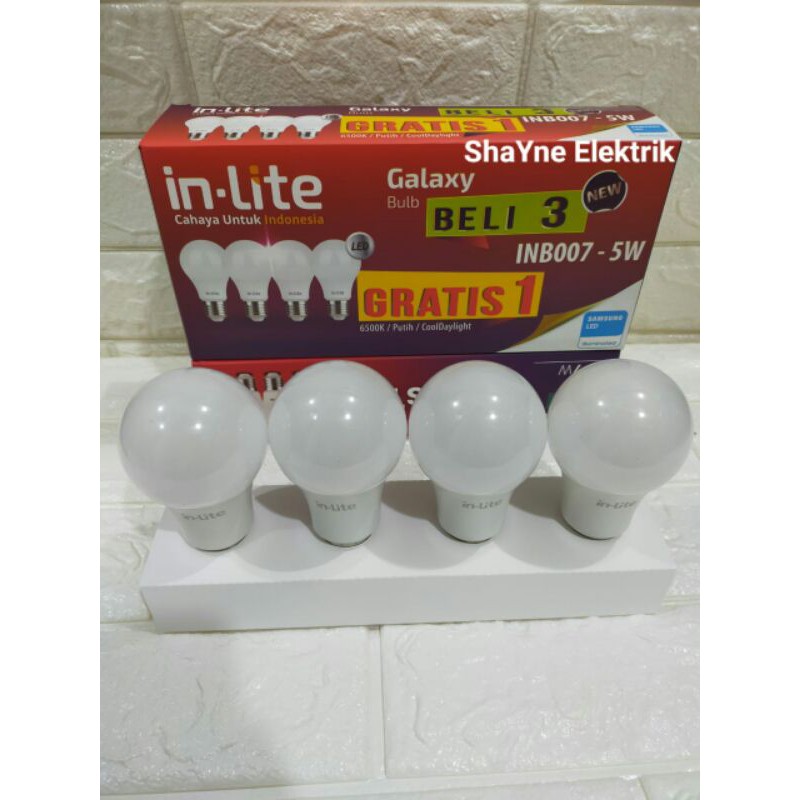 INLITE PAKET 3 GRATIS 1 -  LAMPU LED Bulb Bohlam 5W E27