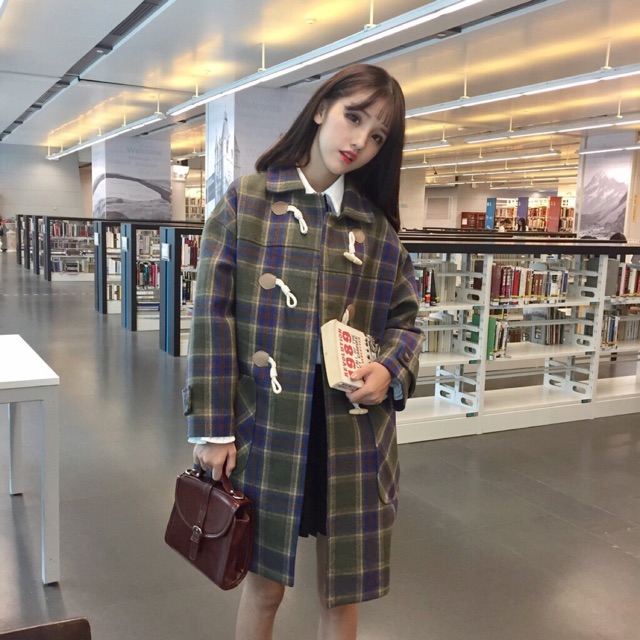 MANTEL WANITA KOREA MOTIF KOTAK KOTAK