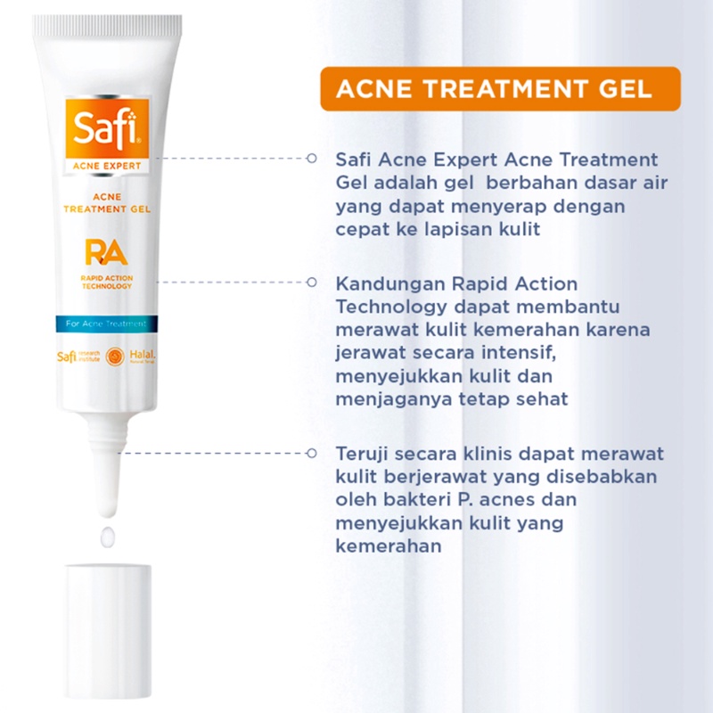 Paket safi basic Acne Expert (cleanser 100gr+toner 100ml+treatment spot gel 15gr)